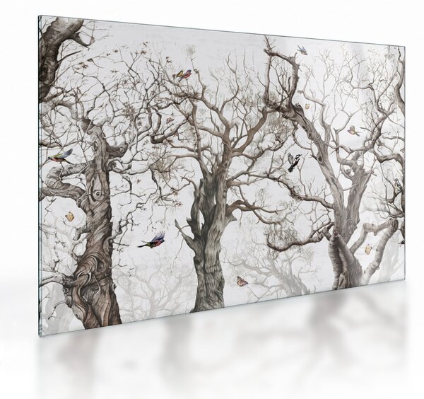 Tablou pe sticlă - Model de pădure, desen (70x50 cm)
