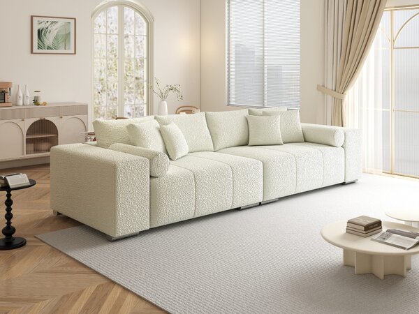 Canapea extensibilă dumonde cu ladă de depozitare si sezut confortabil din spuma high-density, Marbela XXL Jaguar Ivory 295x120 cm