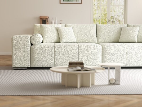Canapea extensibilă dumonde cu ladă de depozitare si sezut confortabil din spuma high-density, Marbela XXL Jaguar Ivory 295x120 cm