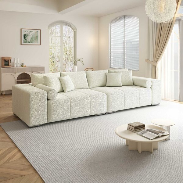 Canapea extensibilă dumonde cu ladă de depozitare si sezut confortabil din spuma high-density, Marbela XXL Jaguar Ivory 295x120 cm