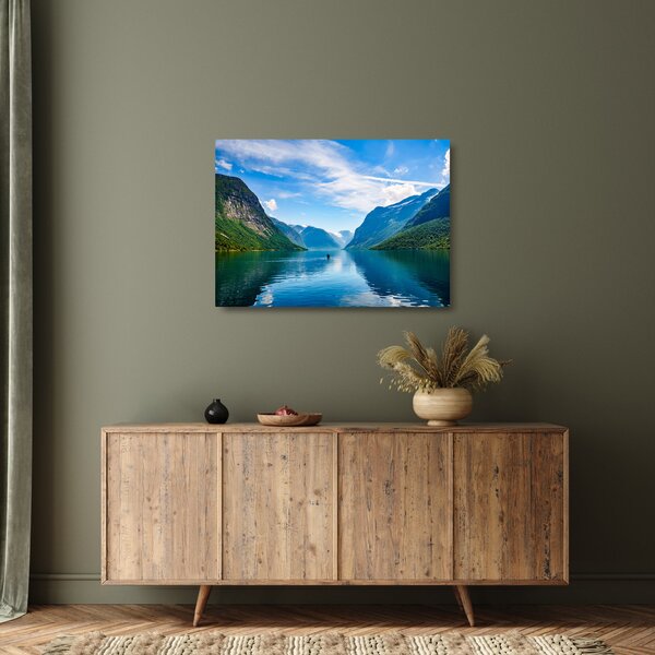 Tablou pe sticlă - Lacul Lovatnet (70x50 cm)