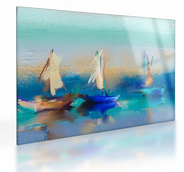 Tablou pe sticlă - Peisaj pictură, pictură (70x50 cm)