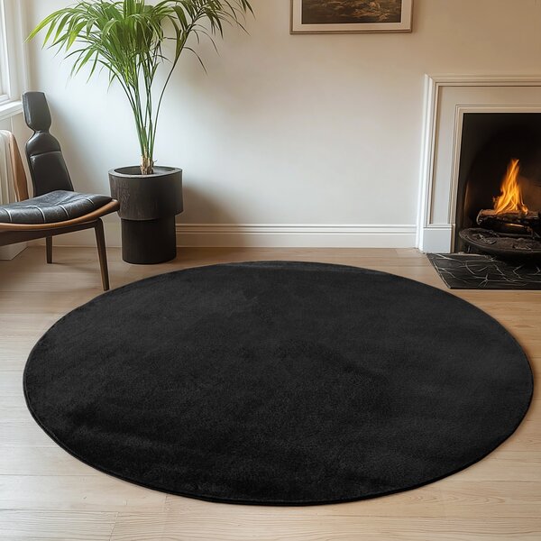Covor Joy Negru, Rotund, D80 cm