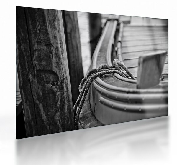 Tablou pe sticlă - O barcă legată (70x50 cm)
