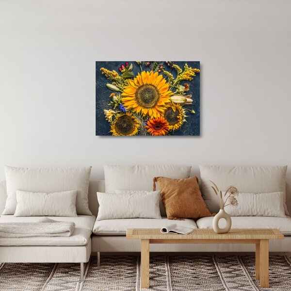 Tablou pe sticlă - Flori de toamnă (70x50 cm)
