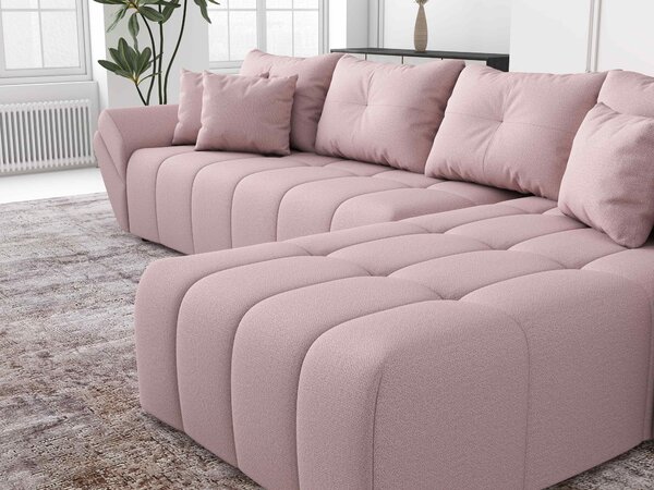 Colțar extensibil dumonde cu ladă de depozitare si sezut confortabil din spuma high-density, Berlin XL Enjoy Flamingo 350x185 cm II