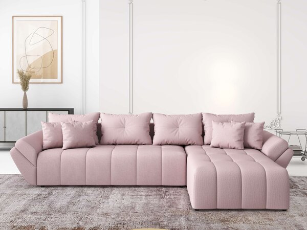 Colțar extensibil dumonde cu ladă de depozitare si sezut confortabil din spuma high-density, Berlin XL Enjoy Flamingo 350x185 cm II