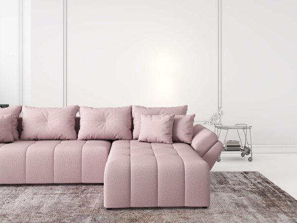 Colțar extensibil dumonde cu ladă de depozitare si sezut confortabil din spuma high-density, Berlin XL Enjoy Flamingo 350x185 cm II