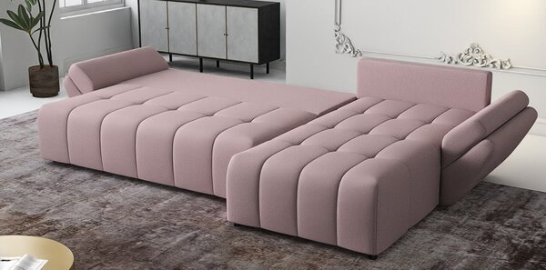 Colțar extensibil dumonde cu ladă de depozitare si sezut confortabil din spuma high-density, Berlin XL Enjoy Flamingo 350x185 cm II