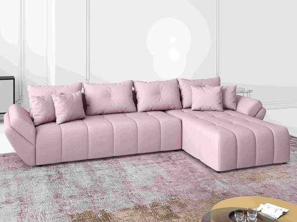 Colțar extensibil dumonde cu ladă de depozitare si sezut confortabil din spuma high-density, Berlin XL Enjoy Flamingo 350x185 cm II