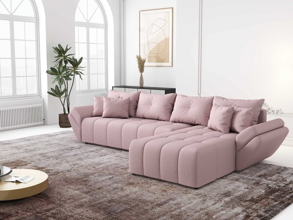 Colțar extensibil dumonde cu ladă de depozitare si sezut confortabil din spuma high-density, Berlin XL Enjoy Flamingo 350x185 cm II