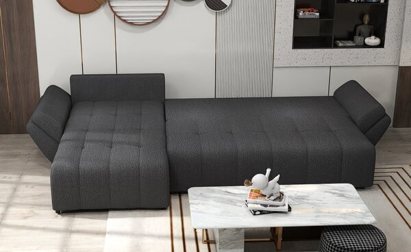 Colțar extensibil dumonde cu ladă de depozitare Berlin XL Enjoy Graphite 350x185 cm