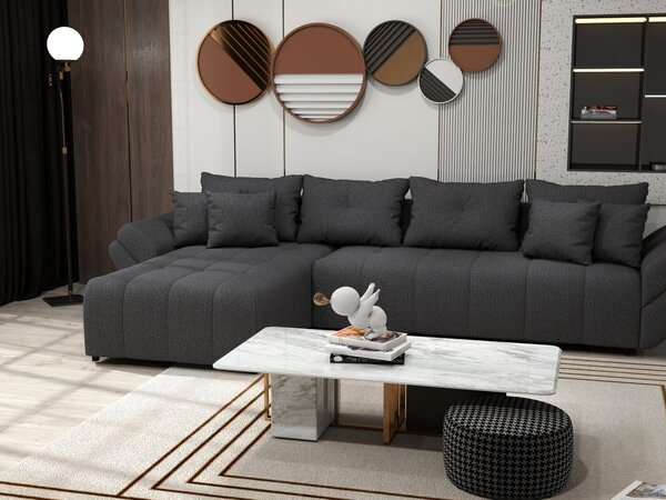 Colțar extensibil dumonde cu ladă de depozitare Berlin XL Enjoy Graphite 350x185 cm