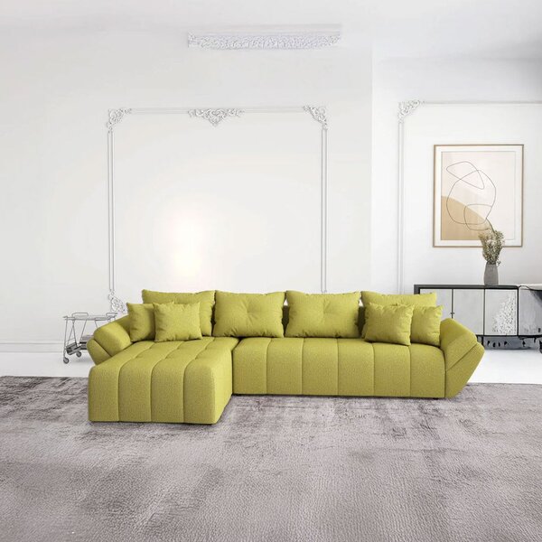 Colțar extensibil dumonde cu ladă de depozitare Berlin XL Enjoy Green 350x185 cm