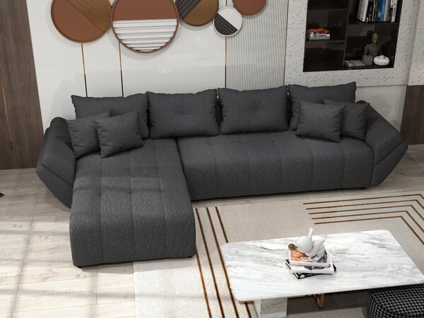 Colțar extensibil dumonde cu ladă de depozitare Berlin XL Enjoy Graphite 350x185 cm