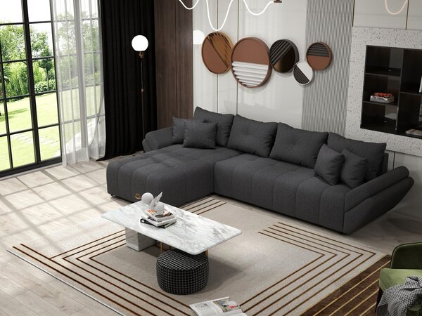 Colțar extensibil dumonde cu ladă de depozitare Berlin XL Enjoy Graphite 350x185 cm