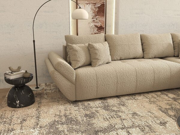 Colțar extensibil dumonde cu ladă de depozitare si sezut confortabil din spuma high-density, Berlin XL Jaguar Bej 4 II 350x185 cm