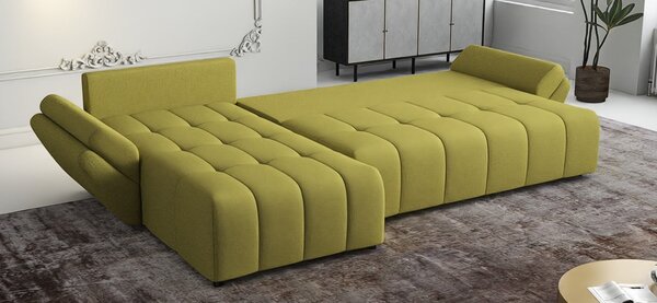 Colțar extensibil dumonde cu ladă de depozitare Berlin XL Enjoy Green 350x185 cm