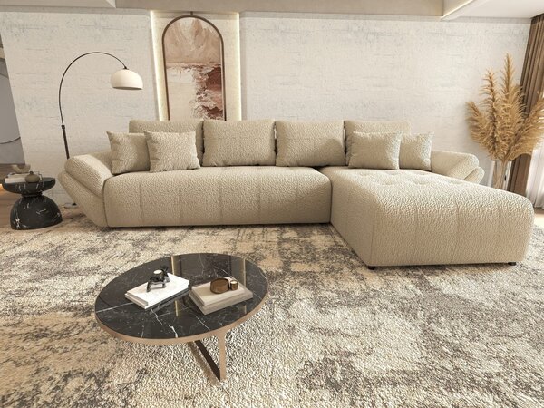 Colțar extensibil dumonde cu ladă de depozitare si sezut confortabil din spuma high-density, Berlin XL Jaguar Bej 4 II 350x185 cm