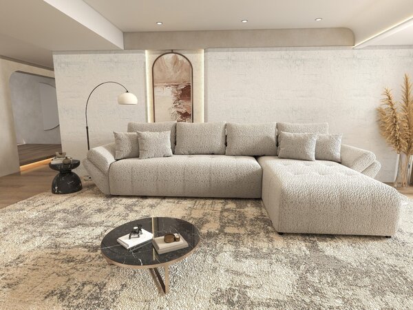 Colțar extensibil dumonde cu ladă de depozitare si sezut confortabil din spuma high-density, Berlin XL Jaguar Gri 19 II 350x185 cm