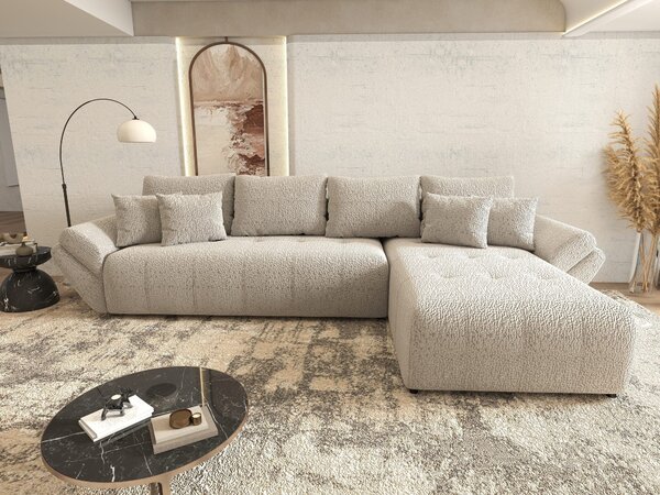 Colțar extensibil dumonde cu ladă de depozitare si sezut confortabil din spuma high-density, Berlin XL Jaguar Gri 19 II 350x185 cm