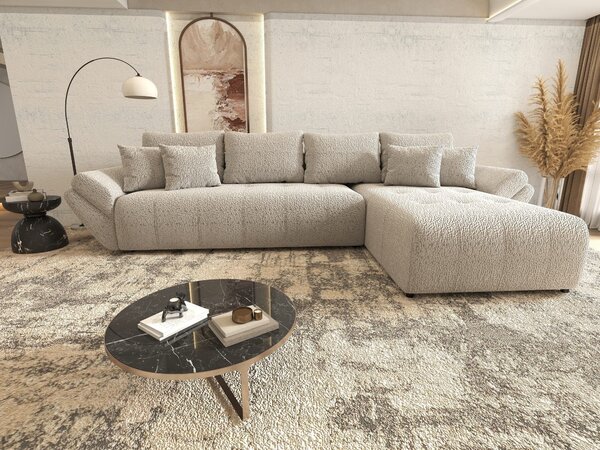 Colțar extensibil dumonde cu ladă de depozitare si sezut confortabil din spuma high-density, Berlin XL Jaguar Gri 19 II 350x185 cm