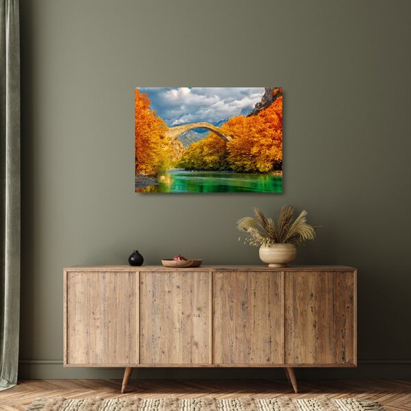 Tablou pe sticlă - Podul Konitsa (70x50 cm)
