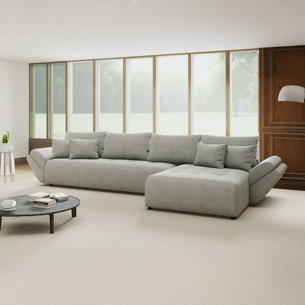 Colțar extensibil dumonde cu ladă de depozitare Berlin XL Quelle Gri 83 II 350x185 cm