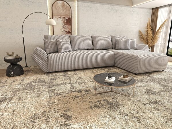 Colțar extensibil dumonde cu ladă de depozitare si sezut confortabil din spuma high-density, Berlin XL Tilia Gri 86 II 350x185 cm