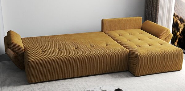 Colțar extensibil dumonde cu ladă de depozitare si sezut confortabil din spuma high-density, Berlin XL Zoom Mustar 350x185 cm II