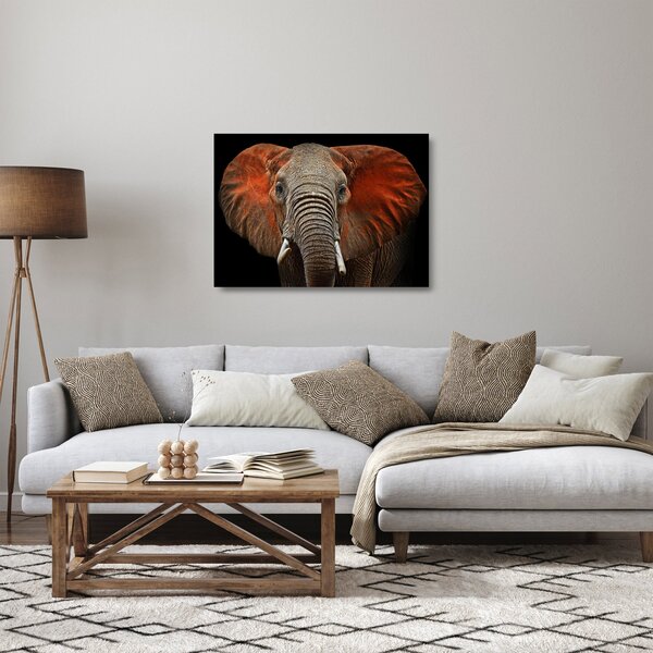 Tablou pe sticlă - Elefanți cu Tsavo (70x50 cm)