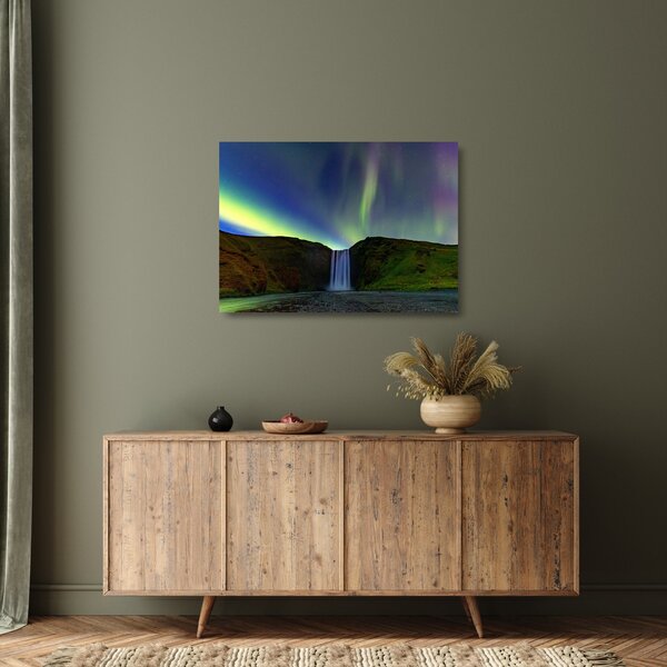 Tablou pe sticlă - Aurora Boreală în Islanda (70x50 cm)