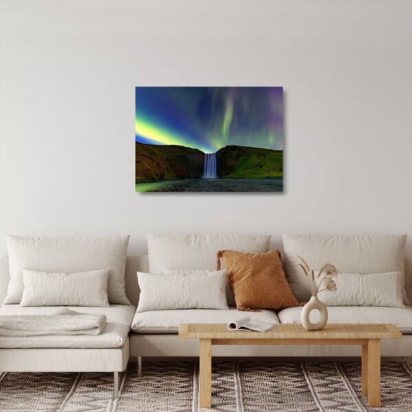 Tablou pe sticlă - Aurora Boreală în Islanda (70x50 cm)