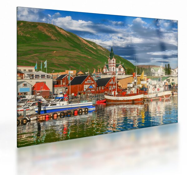 Tablou pe sticlă - Húsavík (70x50 cm)