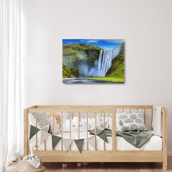 Tablou pe sticlă - Cascada Seljalandsfoss (70x50 cm)