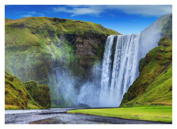 Tablou pe sticlă - Cascada Seljalandsfoss (70x50 cm)
