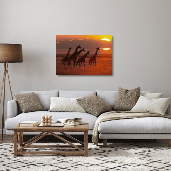 Tablou pe sticlă - Girafe în savana africană (70x50 cm)