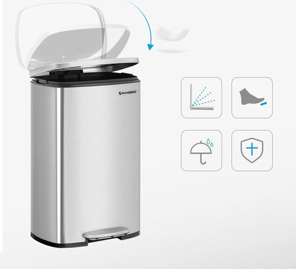 Coș de gunoi TIDY cu închidere lentă, 50 l, argintiu SongmicsHome