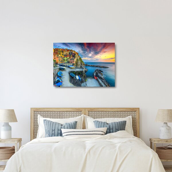 Tablou pe sticlă - Satul mediteranean (70x50 cm)