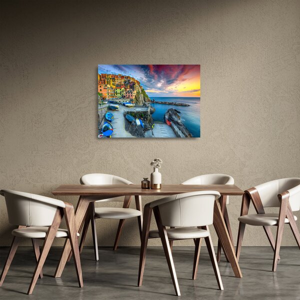 Tablou pe sticlă - Satul mediteranean (70x50 cm)