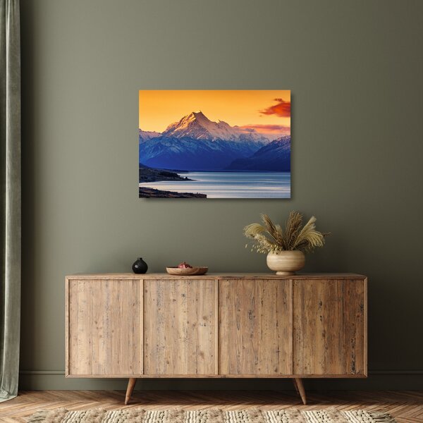 Tablou pe sticlă - Lacul Pukaki (70x50 cm)