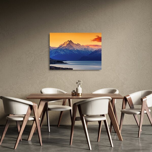 Tablou pe sticlă - Lacul Pukaki (70x50 cm)