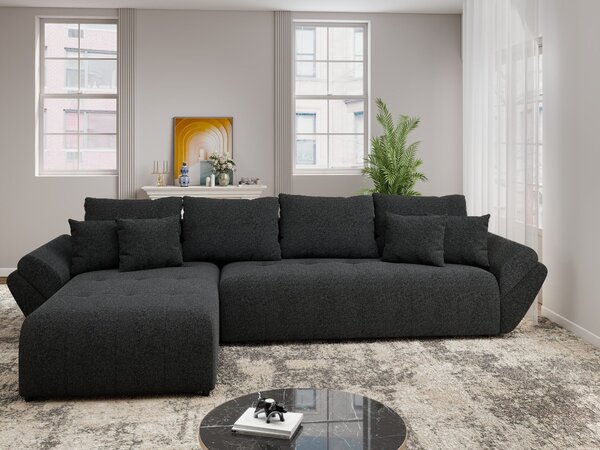 Colțar extensibil dumonde cu ladă de depozitare Berlin XL Monte Negru 350x185 cm