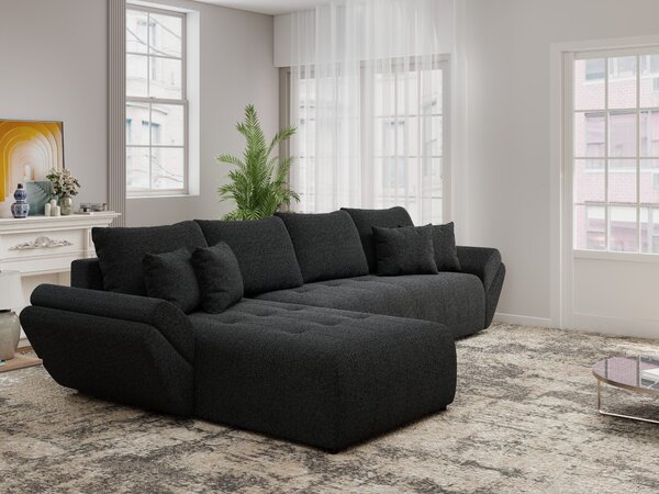 Colțar extensibil dumonde cu ladă de depozitare Berlin XL Monte Negru 350x185 cm