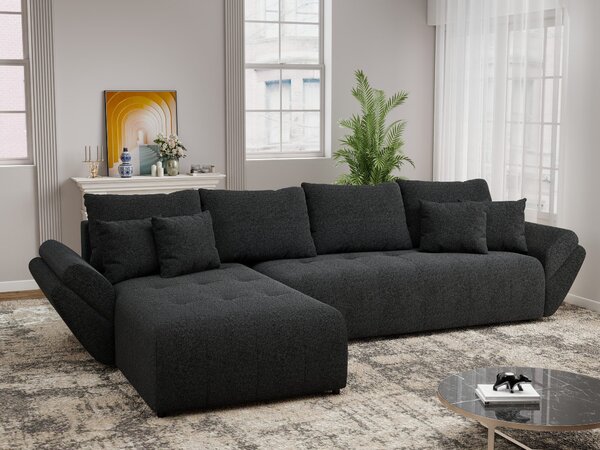 Colțar extensibil dumonde cu ladă de depozitare Berlin XL Monte Negru 350x185 cm