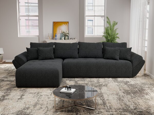 Colțar extensibil dumonde cu ladă de depozitare Berlin XL Monte Negru 350x185 cm