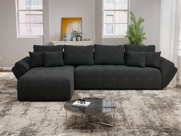 Colțar extensibil dumonde cu ladă de depozitare Berlin XL Monte Negru 350x185 cm