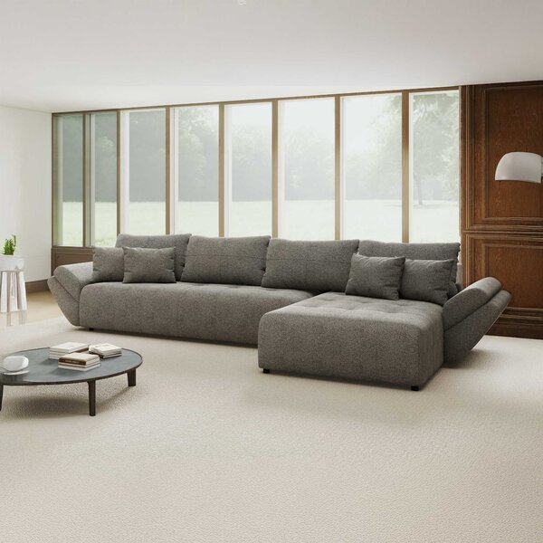 Colțar extensibil dumonde cu ladă de depozitare Berlin XL Quelle Gri 92 II 350x185 cm