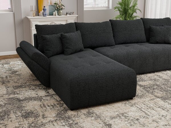 Colțar extensibil dumonde cu ladă de depozitare Berlin XL Monte Negru 350x185 cm