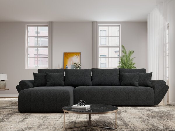 Colțar extensibil dumonde cu ladă de depozitare Berlin XL Monte Negru 350x185 cm
